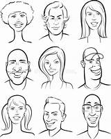 Whiteboard Drawing  Smiling People Faces Collection Stock Vector sketch template