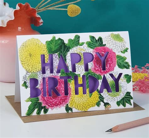 November Birth Flower Birthday Card | Miss Bespoke Papercuts