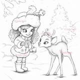 Coloring Page Digital Stamp Digi Girl Portrait Spring  Etsy sketch template