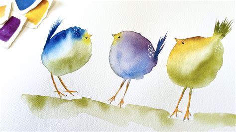 Three Cute Wet-in-Wet Birds | Diane Antone Studio | Watercolor bird, Watercolor birds tutorial ...