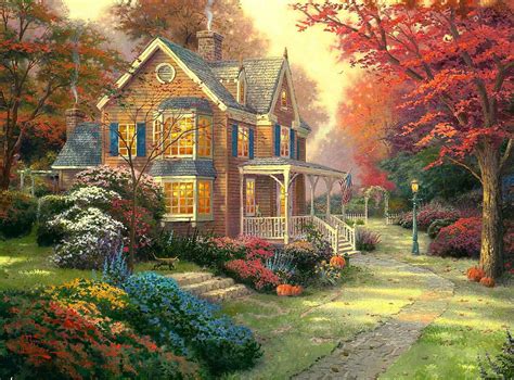 2017 Thomas Kinkade Hot Selling Hd Print Oil Painting On Canvas Beautiful House 18x24 From ...