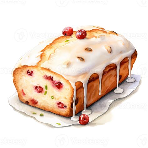 Loaf Cake For Christmas Event. Watercolor Style. AI Generated 34713193 PNG