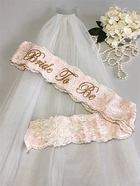 Bachelorette Sash And Veil Set - Lace Bride To Be Sash - Bridal Shower ...