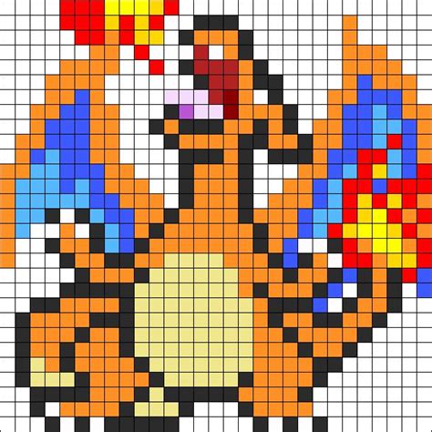 Pokemon Pixel Art Grid Charizard - Pixel pokemon (charmander, charmeleon & charizard) like the ...