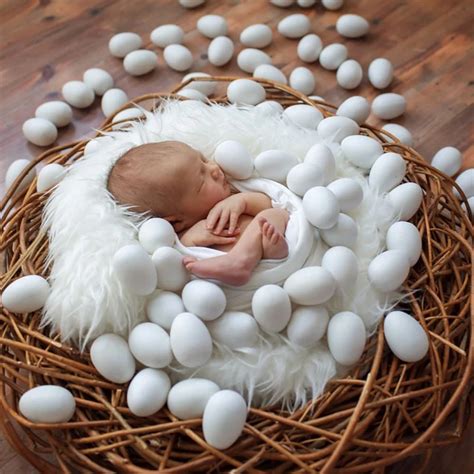 3PC Newborn Baby Photography Wood Simulation Eggs Props Infant Baby Girl Boy Photo Shoot Studio ...