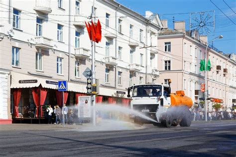 GOMEL, BELARUS - May 4, 2016: Machine for Watering City Streets in Hot ...