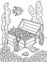 Sunken Treasure Chest Coloring Page Sketch sketch template