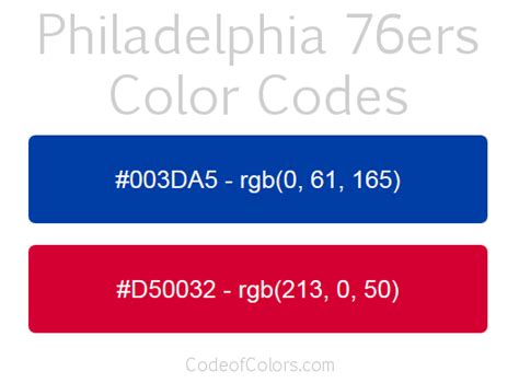 Philadelphia 76ers Colors - Hex and RGB Color Codes