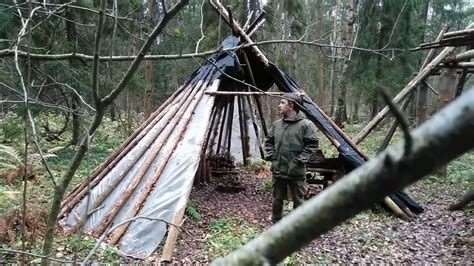 bushcraft. camp in the forest. new shelter for winter - YouTube