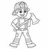 Premium Vector  Firefighter Holding An Axe Isolated Coloring Page sketch template