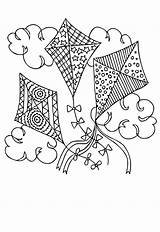 Printable Kite Coloring Page  Pages sketch template