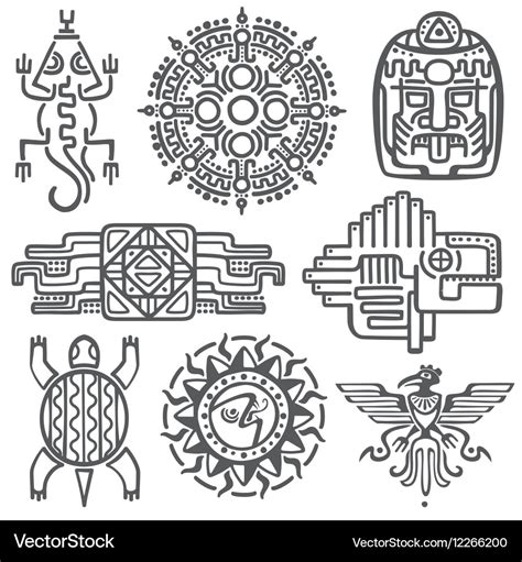 Ancient mexican mythology symbols american Vector Image