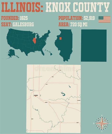 Map of Knox County in Illinois Stock Vector - Illustration of freeway ...