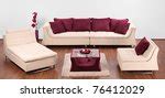 Image of Elegant Red Leather Sofa in a Living Room | Freebie.Photography