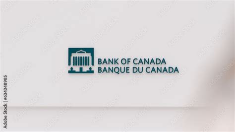 August 9th 2023. The logo of Bank of Canada on a white wall, a blurry passerby in foreground ...