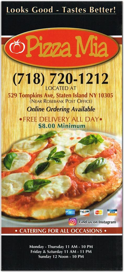 Pizza Mia Restaurant in Staten Island / Official Menus & Photos