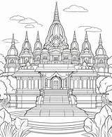Premium Photo  Hindu Temple Coloring Book Page sketch template