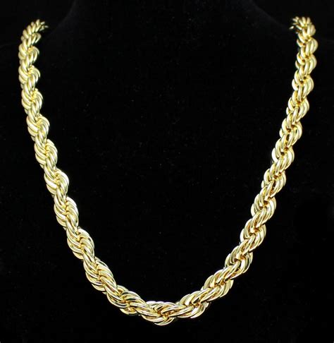 Mens 24" Thick Rope Chain 10mm 14k Gold Plated Solid Necklace Hip Hop – NewAgeBling