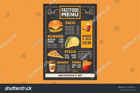 Antique Vintage Fast Food Restaurant Menu Stock Vector (Royalty Free ...