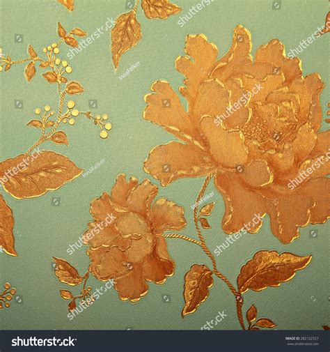 Vintage Blue Wallpaper Golden Rose Victorian Stock Photo (Edit Now) 282122327