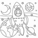 Spaceship And Astronaut Coloring Page sketch template