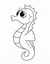 Seahorse Coloring Pages Drawing Printable Seahorses Kids Realistic  sketch template