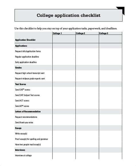 Application Checklist Template - 13+ Free Samples, Examples Format ...