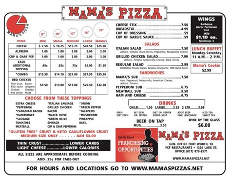 Mama's Pizza Willimantic, CT Menu (Updated: July 2024)