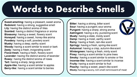 Words to Describe Smells: Adjectives for Smell - GrammarVocab