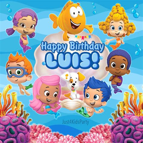 Bubble Guppies Digital Birthday Backdrop. Custom Happy | Etsy