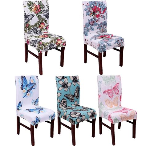 Spandex Elastic Butterfly Flowers Printing Chair Covers Stretch Office Chair Covers Hotel Dining ...