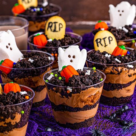 Halloween Graveyard Dirt Cups - Glorious Treats