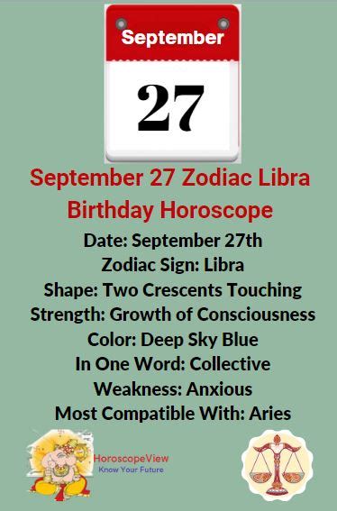 September 27 Zodiac Libra Birthday Horoscope