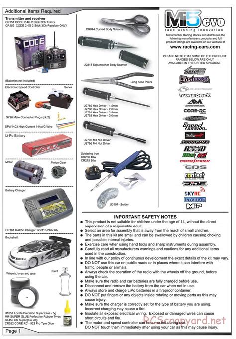 Schumacher Mi5 Evo Manual - K148 / K150 • RCScrapyard - Radio Controlled Model Archive