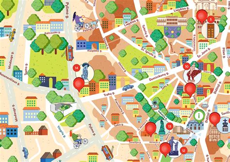 Illustrated map of Vilnius old town on Behance