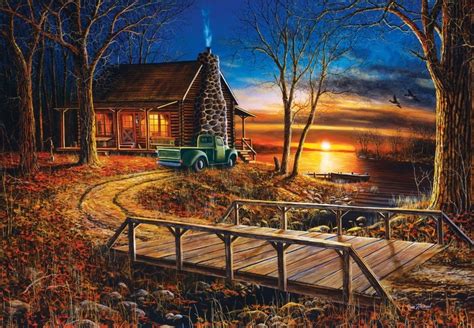 Computer Wallpaper Lakeside Cabins | Great World | Cabin art, Terry ...