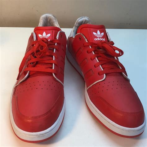 Adidas Red & White Leather Sneakers Size 18 - Gem