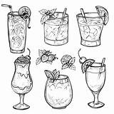 Premium Vector  Sketch cocktails And Alcohol drinks Set Line Art sketch template