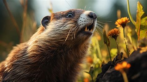 Premium AI Image | Closeup photo of a Marmot looking in their habitat