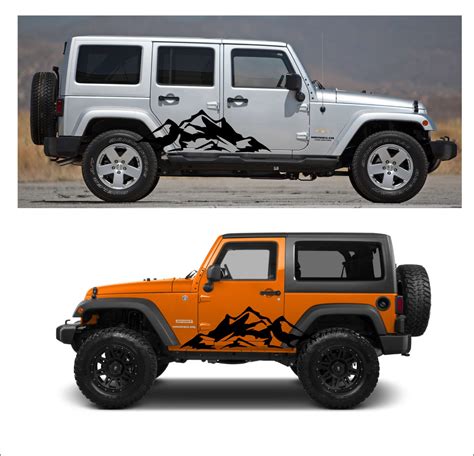 2pcs MOUNTAIN Fender Side Decal Sets Graphic JEEP WRANGLER RUBICON ...