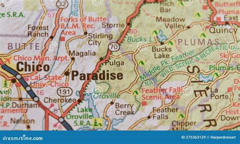 Map Image of Paradise California Stock Image - Image of wildfires ...