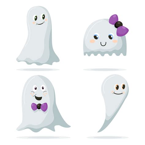 juego de fantasmas lindos de halloween. adorables personajes de dibujos ...