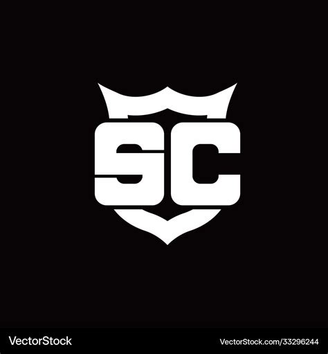 Sc logo monogram with shield around crown shape Vector Image