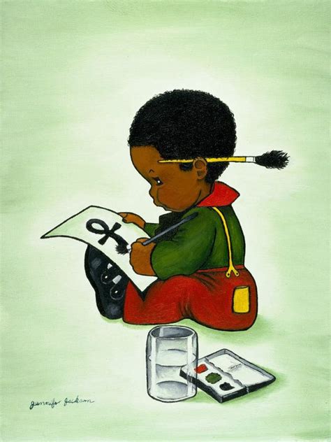 African American Art Print for Children Room Boy Girl Painting Drawing ...