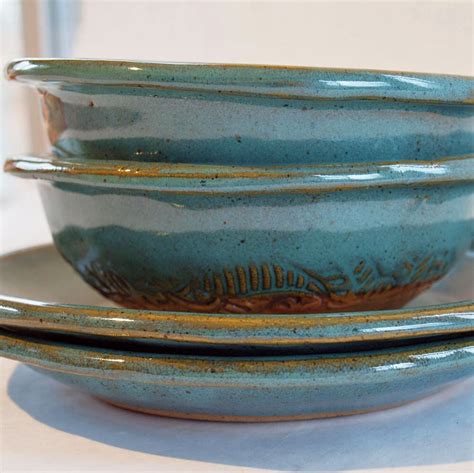 Pottery plates & bowls handmade stoneware set