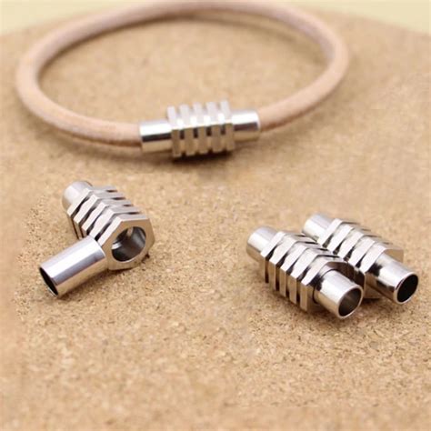 10pcs/lot Silver Magnetic Clasp 10*21mm Fitting 6mm Round Leather Cord Bracelet Connectors ...