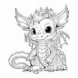 Dragon Coloring Book Page Simple Line Illustration Of Little  sketch template