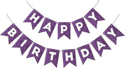 Amazon.com: Purple Glitter Happy Birthday Banner Birthday Sign for Backdrop Sparkle Happy ...