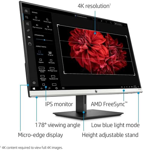 Buy HP New Premium 27f 4K Monitor: 27" UHD 3840 x 2160 (4K) IPS Micro-Edge Display, AMD FreeSync ...