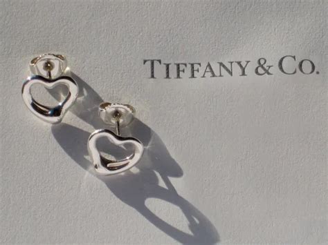 TIFFANY & CO Sterling Silver Open Heart Elsa Peretti Stud Earrings RRP £395 £329.99 - PicClick UK